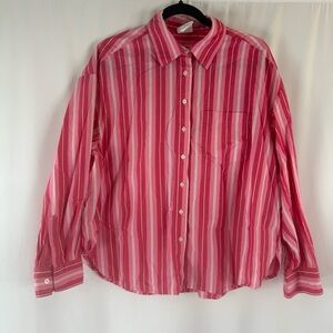 Gap  women button down Pink Striped Shirt Size:S  100% Cotton
